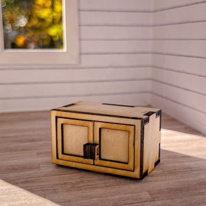 Dollhouse Miniature Kitchen Cabinet: 1/12 Scale Laser Cut DIY Kit