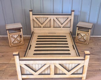 Dollhouse 1/12 scale miniature SMALL farmhouse bed KIT