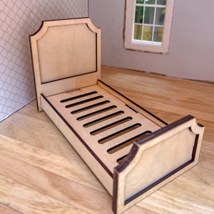 Dollhouse 1/12 scale miniature twin bed KIT. Belgrave headboard.