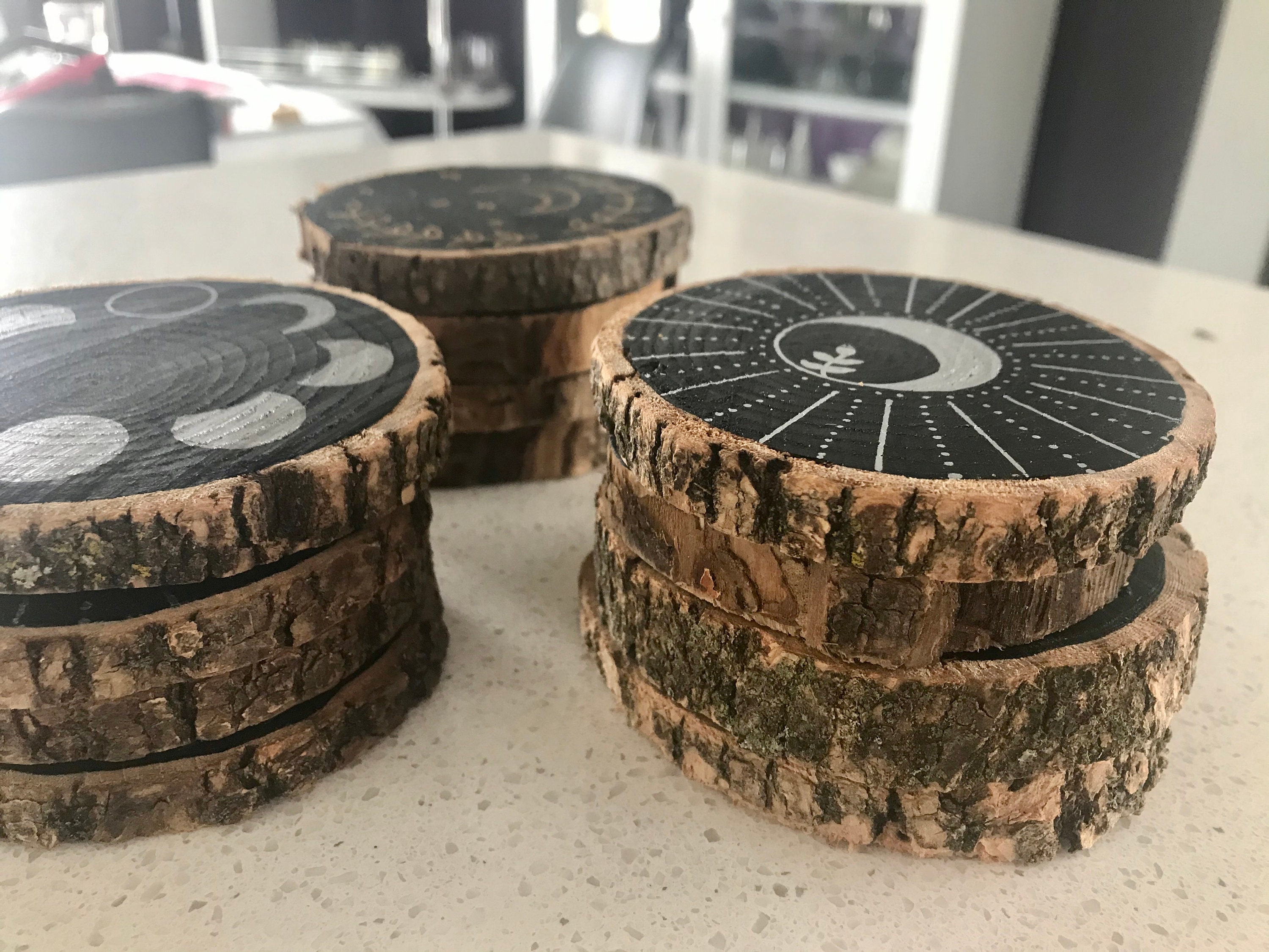 Customizable Hand Painted Wood Coasters Etsy Canada