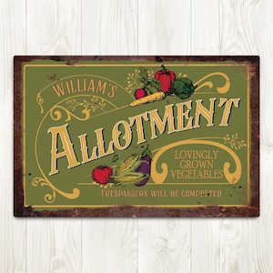 Personalised Allotment Metal Sign - Gardener Gift 305mm x 200mm
