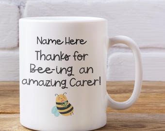 Personalised Carer Gift - Bee Thankyou Mug