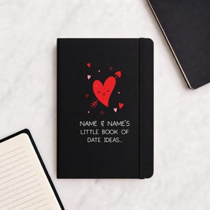 Personalised Little Book Of Date Ideas - Couples Soft Touch Valentines Black Notebook