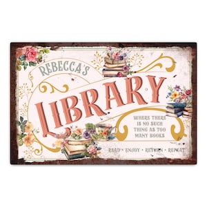 Personalised Library Metal Sign - Bookworm Gift