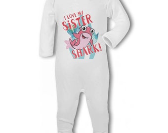 I Love My Sister Shark! - Baby Romper Suit