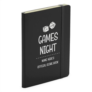 Personalised Games Night Score Book - Black Soft Touch Notebook Bild 2