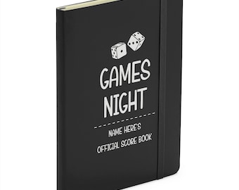 Personalised Games Night Score Book - Black Soft Touch Notebook