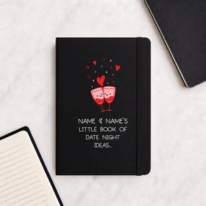 Personalised Little Book Of Date Night Ideas - Couples Soft Touch Valentines Black Notebook