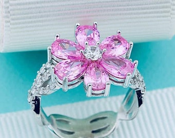 Anello In Argento 925 Fiore Intrecciato Rosa