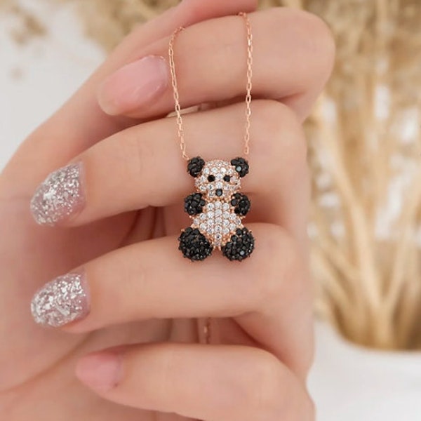 Panda Necklace For Woman,Panda Pendant 925 Silver, Bear Pendant For Woman, WWF Bear Pendant,Minimalist Bear Pendant, Mother's Day Necklace
