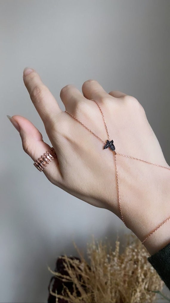 Hand Chain Bracelet, Butterfly Silver Thin Chain, Animal Hand Chain Bracelet, Butterfly Silver Thin Chain, Animal