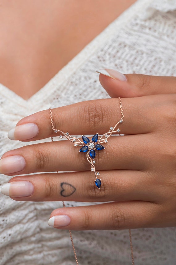 Collana Con Zaffiro Blu A Forma Di Rosa Per Donna - Regalo Di Compleanno Nati A Settembre - Gioiello In Argento Sterling 925