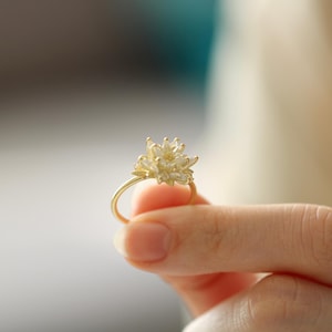Lotus Ring Gift for Mom Mom Ring Unique Mom Ring Flower Ring Lotus Flower Engagement Ring Mom jewelry Mom Days Gift İdea Ring image 8