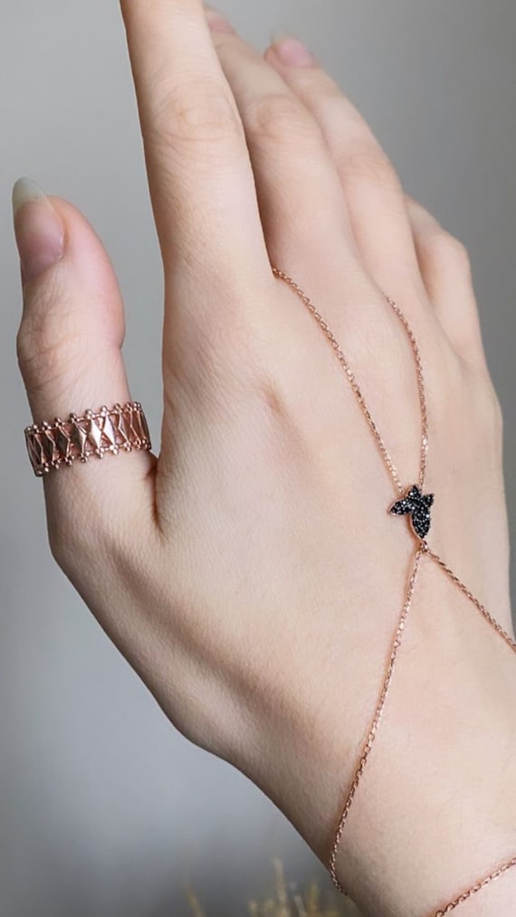 Hand Chain Bracelet, Butterfly Silver Thin Chain, Animal Hand Chain Bracelet, Butterfly Silver Thin Chain, Animal