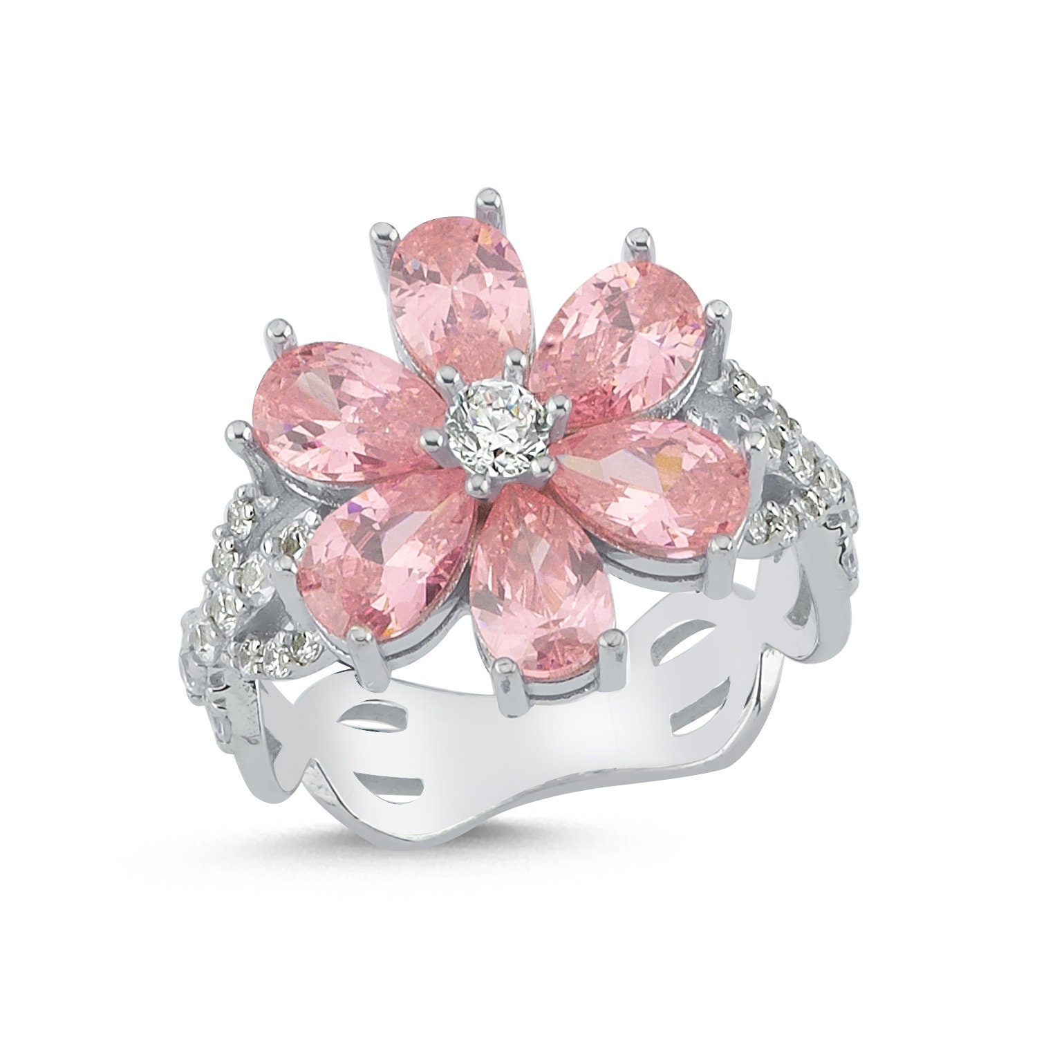 Eda Yildiz Ring, Hande Ercel Magnolia Pink Flower Ring, Sen Cal