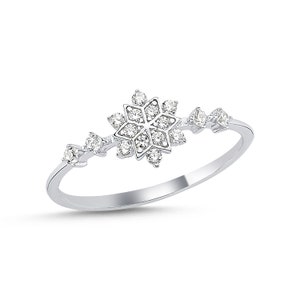 925 Sterling Silver Snowflake Ring, Minimalist Snowflake Ring, Real Gold Wedding Ring, Dainty Stackable Ring, Engagement Ring, Gift for Her