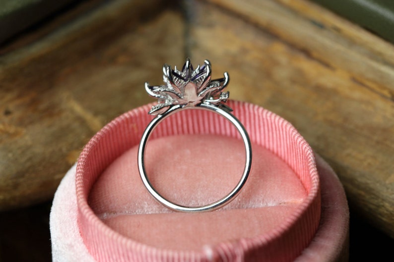 Lotus Ring Gift for Mom Mom Ring Unique Mom Ring Flower Ring Lotus Flower Engagement Ring Mom jewelry Mom Days Gift İdea Ring image 9