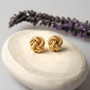 14K Solid Gold Knot Stud Earrings, Handmade Gold Knot Earrings, Timeless Gold Earrings, Elegant Knot Earrings for Women, Luxury Gift for Her