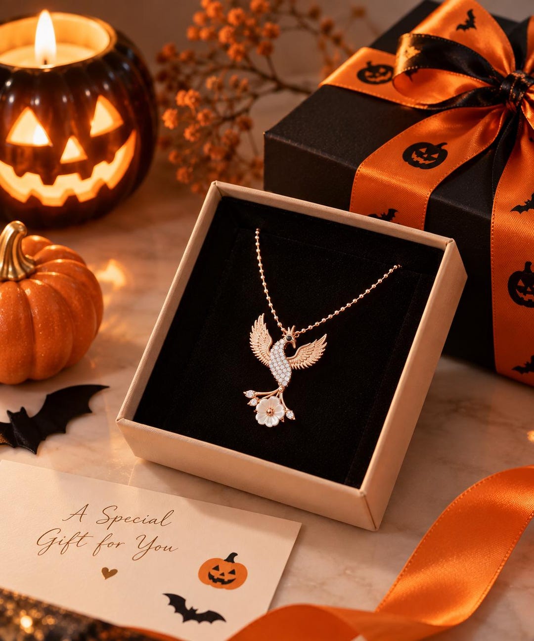 925K Silver Phoenix and Sakura Necklace: Rebirth Bird Pendant