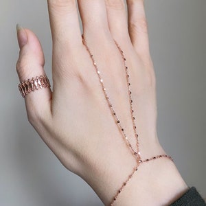 Minimalist Hand Chain Bracelet, Dainty Gold Finger Bracelet for Women, Rose Gold Slave Bracelet, Boho Chic Bracelet, Wrist to Ring Bracelet