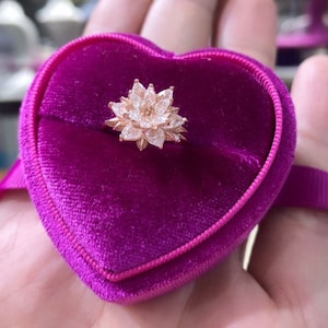 Minimalist Lotus Flower Solid Gold  Ring, Ruby Birthstone Lotus Ring, Lotus Flower Promise Ring, Dainty Lotus Flower Ring, Gift for Her