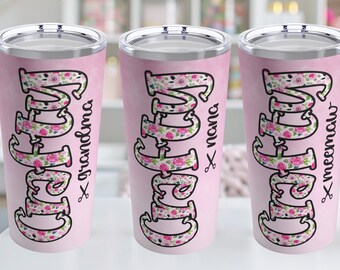 Gift for Crafter, Grandma Gift for Nana Water Bottle, Personalized Grandma Tumbler, Gift for Crafty Mom Scrapbooker Mothers Day Cardmaker
