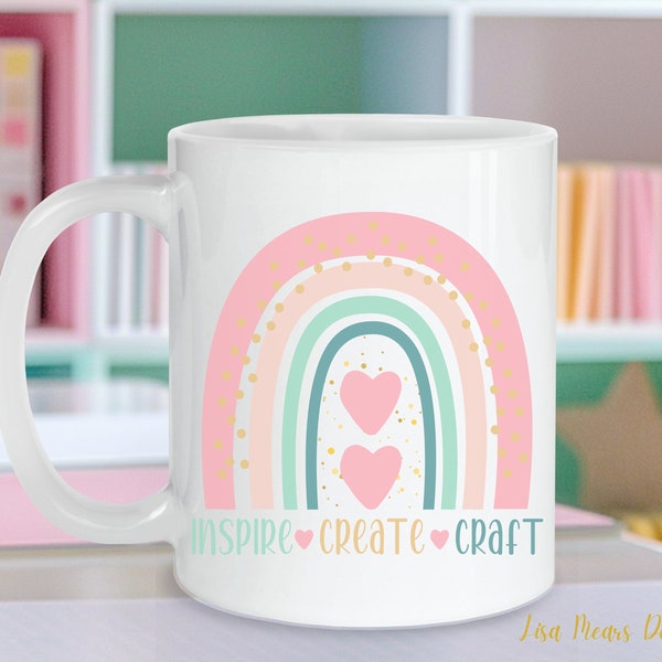 Crafting Mug, Scrapbooking Mug, Gift for Crafter, Gift for Scrapbooker, Gift for DIY Mom, Rainbow Mug, Mug for Crafter, Mug for Scrapbooker