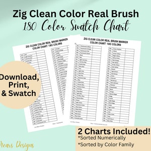 Zig 180 Clean Color Real Brush Marker Swatch-Chart