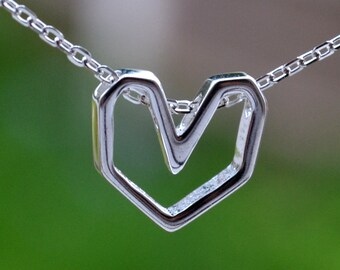 Sterling Silver Heart Choker – Minimalist Love Necklace, Adjustable Chain