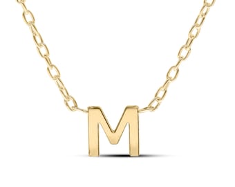 Collana con ciondolo iniziale in oro giallo 9 carati, lettera personalizzata, catena Rolo