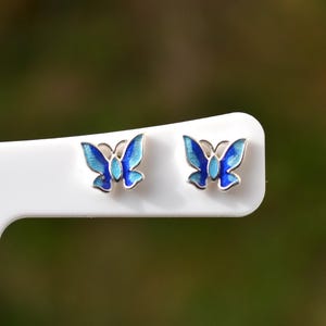 925 sterlingzilveren blauwe vlinderkraakbeenoorstekers met schroefsluiting - tweede of derde piercing