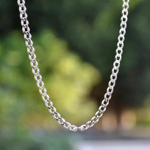 Chaîne gourmette unisexe en argent sterling 925 de 3 mm de large, plusieurs longueurs : 18", 20 ou 24"