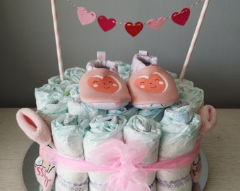 Gateau De Couches Rose Etsy