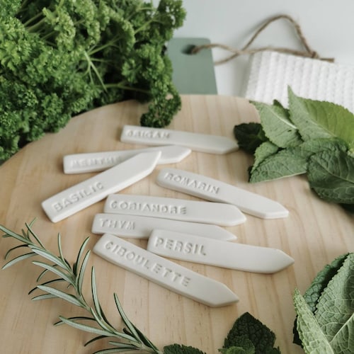 Porseleinen kruidenetiketten – Tuinmarkeringen – Tuinierscadeau – Groentetuin – Handgemaakt
