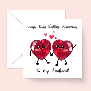 Tarjeta de felicitación para el 40.º aniversario de bodas de Ruby, ideal para un esposo, esposa o pareja, felicitaciones, 40 años juntos, regalo personalizado.