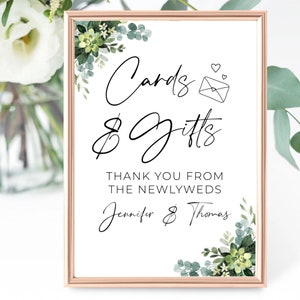 Carte e regali Insegna di nozze, Decorazioni per matrimoni personalizzate, Mr & Mrs, Eucalipto, Floreale, Cancelleria per cornice nuziale semplice, Casella postale