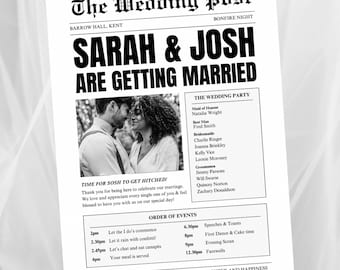 Wedding Newspaper Program x 10  Fun Wedding Vintage News Paper Booklet Fun Timeline Wedding Newspapers Order of Service Wedding Ceremony