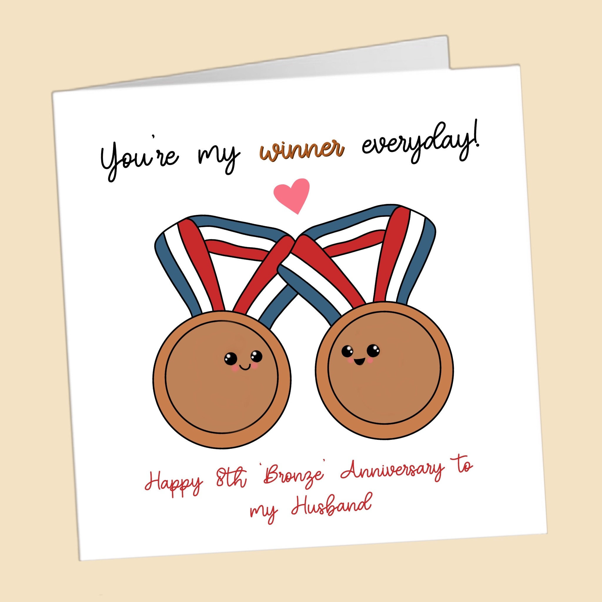 Eighth Wedding Bronze Anniversary Husband Wife 8th Wedding Gift Bronze Medals Cute Sentimental Gift