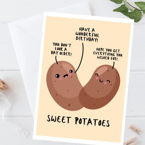 Tarjeta de cumpleaños de batatas, lindo regalo de cumpleaños, patatas, amigo