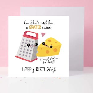 Tarjeta de cumpleaños para hermana rallada, regalo para mamá y tía, tarjeta linda, sincera y cursi