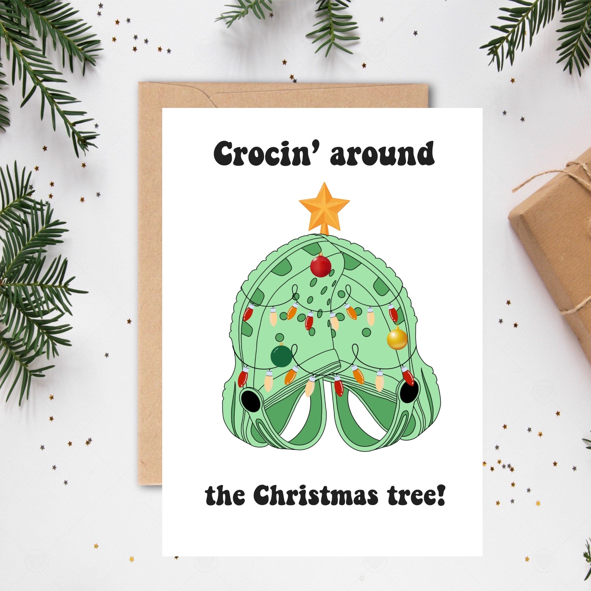 Funny Crocs Christmas Card, Crocin’ Around the Christmas Tree, Rocking ...