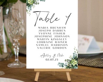 Wedding Table Number Cards, Table Plan, Table Names, Wedding Guest Personalised Stationery, Table Decor, Wedding Signs, Eucalyptus