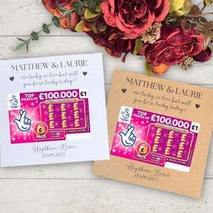 Carte à gratter de mariage personnalisée, porte-cartes à gratter cadeau de mariage, cadeau de mariage, cadeau de table, personnalisé, noms, date, papeterie