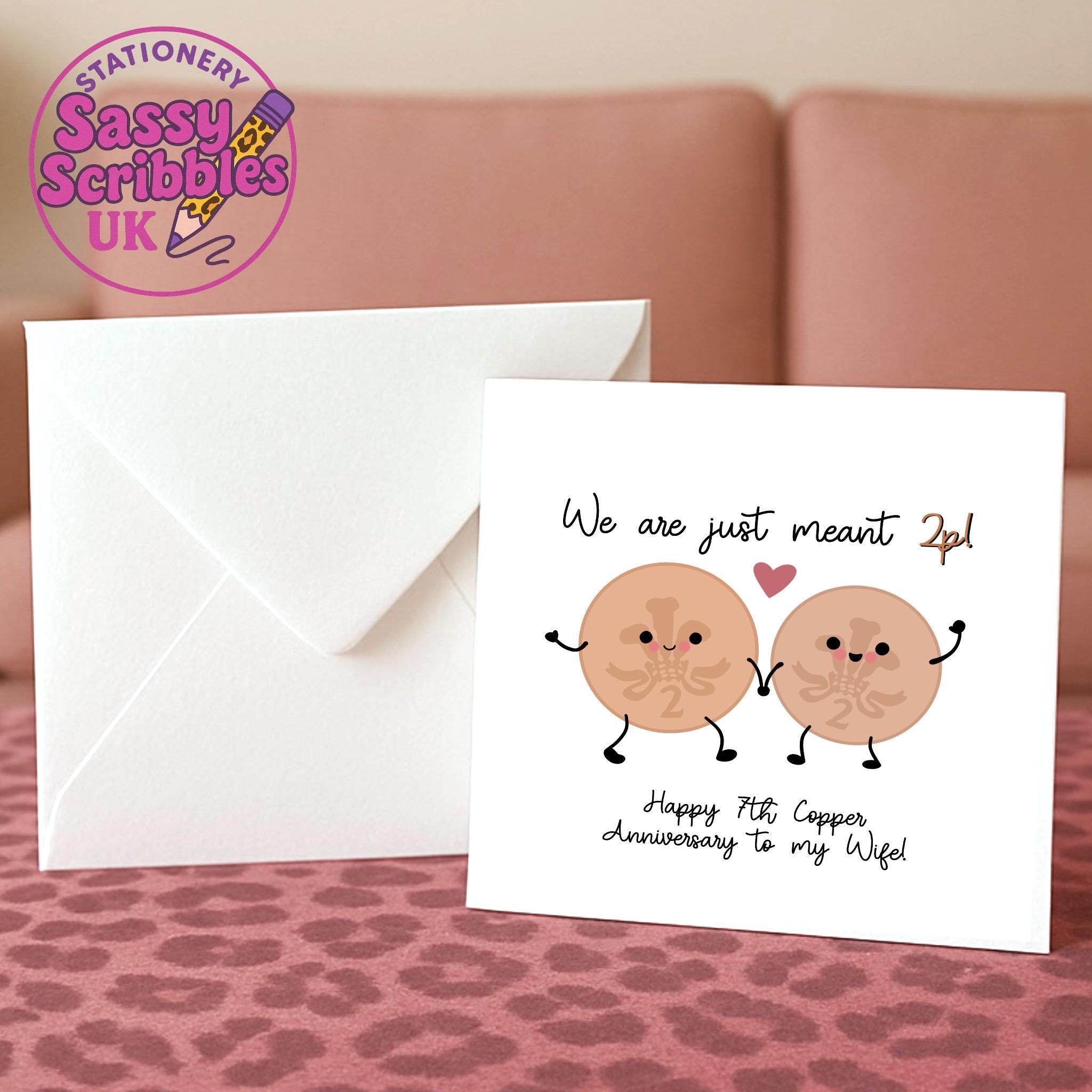 Copper Anniversary Card, 7th Anniversary Gift for Wife - Etsy