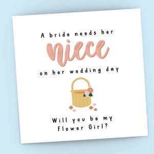 Nichte Blumenmädchen Karte, Willst du mein Blumenmädchen sein, Hochzeit, Brautparty, Anfrage, niedlich, Blumengeschenk