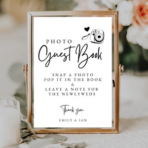 Polaroid Guest Book, Photo Guest Book Sign, Minimalist Wedding Sign lwtboho  