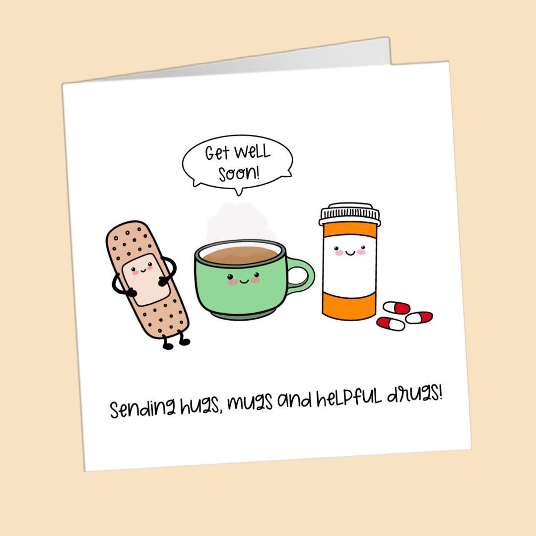 Funny Get Well Soon Card Sending Hugs Mugs and Helpful - Etsy Australia Funny Get Well Soon Card Sending Hugs Mugs and Helpful - Etsy Australia
