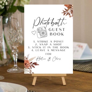 Seasonal Christmas & Autumn Sign our Guestbook Wedding Sign, Photobooth, Polaroid, Guest Book, Wedding Stationery, Autumnal, Flowers, Holly