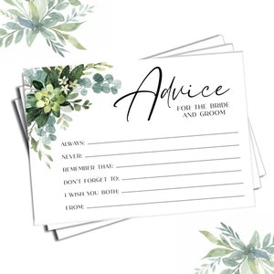 Hochzeitskarten für Braut und Bräutigam, Eukalyptus, Blumenhochzeit Mr & Mrs, A6 Andenken, Worte der Weisheit, eleganter Hochzeitstisch