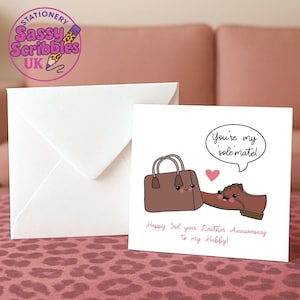 Third Anniversary Card, Cute Leather Handbag and Shoe Design